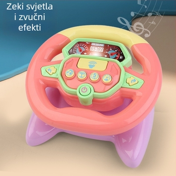 Dječja volan-igračka s električnim glazbenim funkcijama, plastična konstrukcija, napajanje baterijama, za djecu od 0–3 godine.