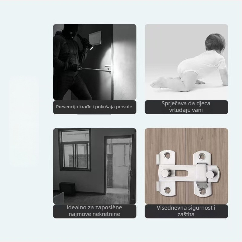 Nerđajući čelični kvaka za vrata ormara i drvena vrata – montaža bez bušenja, zaštita protiv krađe, tip leptir kvaka, model Bolt, površinska obrada: elektroplating