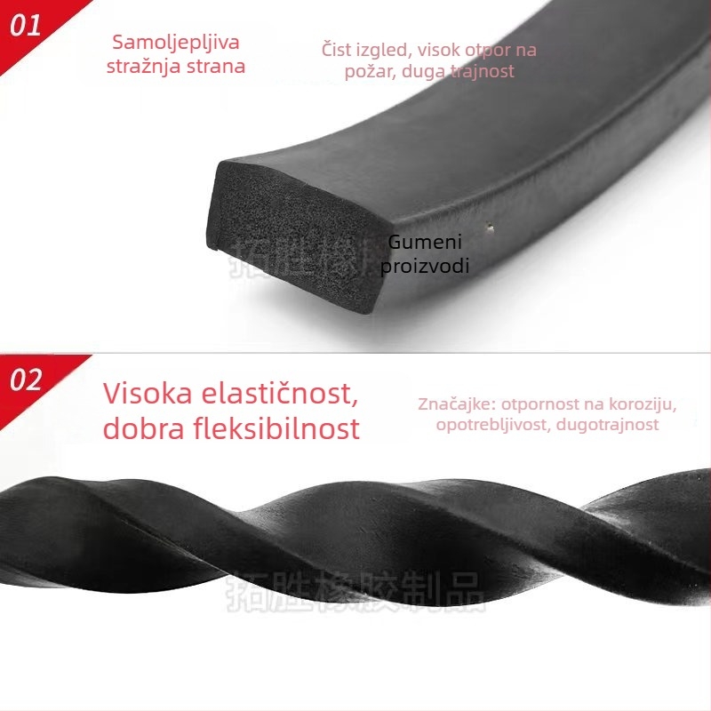 EPDM pjenasti brtvni trak s ljepilom na stražnjoj strani, silikonska guma, otporan na toplinu, abraziju i koroziju, za automobile, strojeve, hladnjake, vrata i prozore