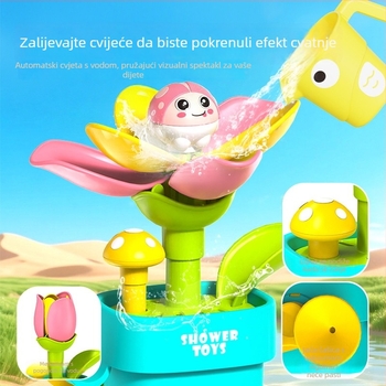 Plastična kupaonska igračka s teleskopskim prskanjem i vodeni kotač za bebe i malu djecu (0–3 godine)