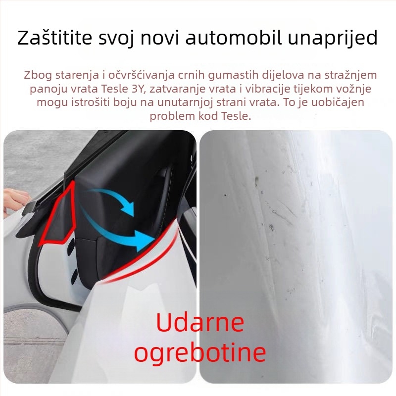 TPU zaštitna folija za unutarnja stražnja vrata Tesla Model Y i Model 3, nevidljivi omotač, 2-godišnja garancija