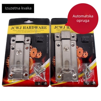 Nerđajući čelični zasun s gumbom i oprugom, za namještaj, vrata i prozore, kvadratnog oblika