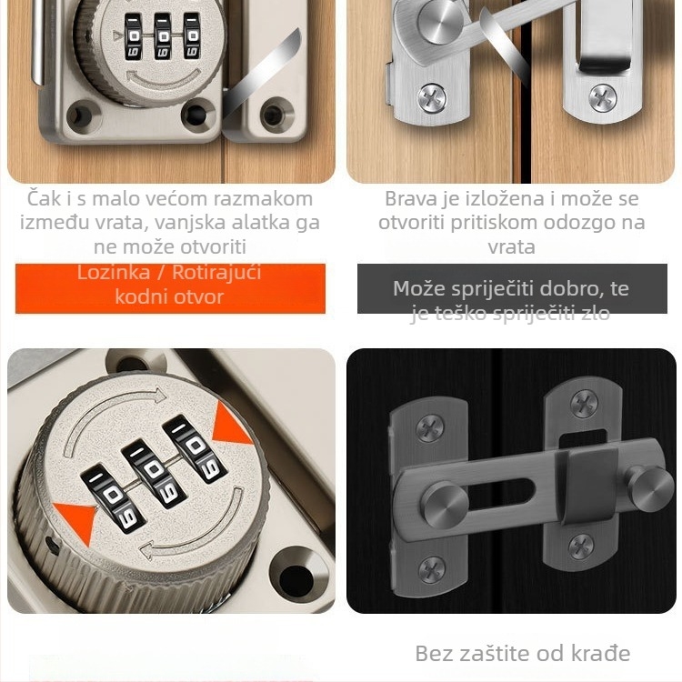 Brava za vrata tip latch, aluminijska legura, oksidirani završetak, moderan minimalistički stil