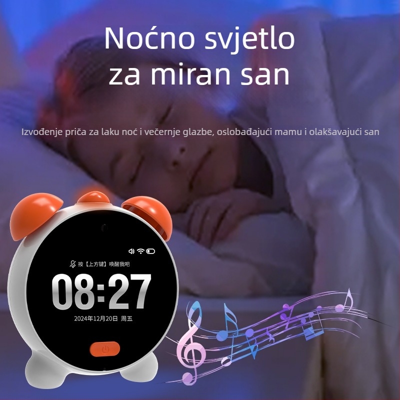 Dječji AI glasovni budilnik za učenje — Prepoznavanje glasa, Pametni budilnik, plastično kućište, ugrađena baterija, za djecu 4–6 godina