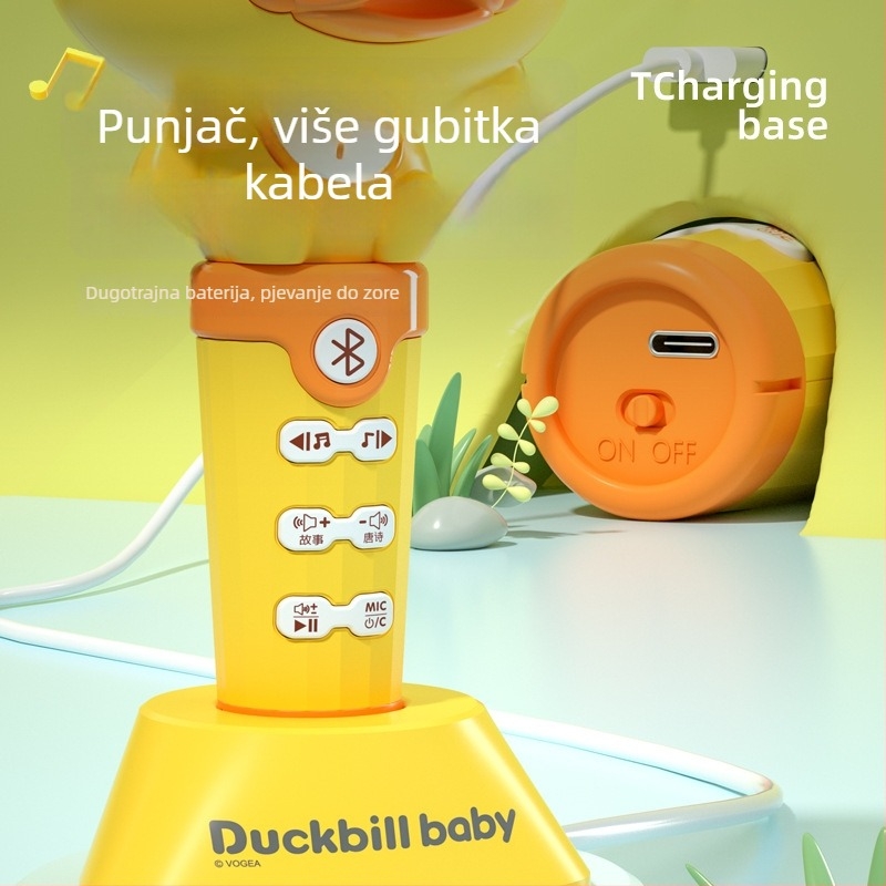 Bežični Bluetooth mikrofon za djecu s likom Platypus (punjiva litijska baterija, ABS kućište, interaktivni emocionalni razvoj, glazba i pripovijedanje priča)