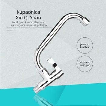 Ugradna kuhinjska slavina, bakreno tijelo, keramički disk ventil, DN15 ulaz/izlaz, miješalica s hladnom vodom, elektroplatirani završetak