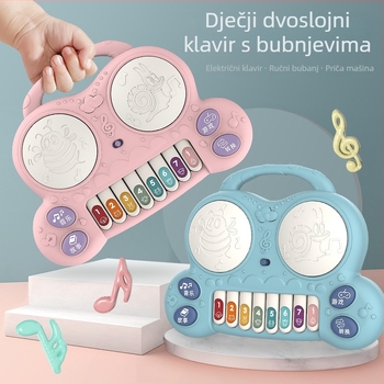 Dječja višenamjenska telefonska bubnjarska igračka za priču i glazbu, plastična, napajanje baterijama, bez memorije, za djecu 0–3 godine