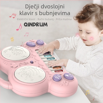 Dječja višenamjenska telefonska bubnjarska igračka za priču i glazbu, plastična, napajanje baterijama, bez memorije, za djecu 0–3 godine