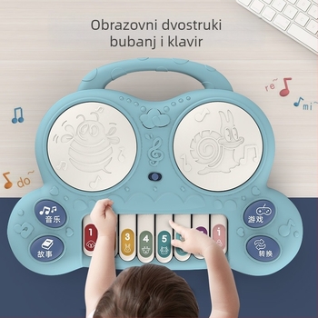 Dječja višenamjenska telefonska bubnjarska igračka za priču i glazbu, plastična, napajanje baterijama, bez memorije, za djecu 0–3 godine