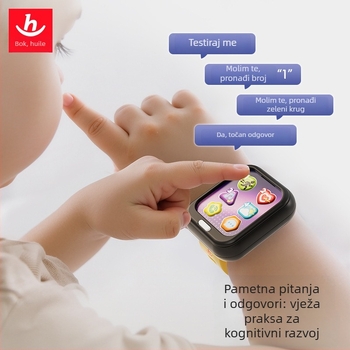 Edukativna igračka: simulirani mobitel-sat s dotikom i snimanjem fotografija; Materijal: Plastika; Napajanje: Litijeva baterija; Memorija: Nema memorije; Pogodno za djecu 4–6 godina