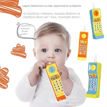 Dječji edukativni telefon-igrač s glazbom i zvukovima, plastično kućište, baterije, dimenzije 15×2×6.5 cm