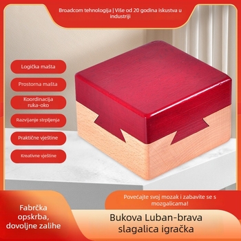 Drveni Kongming/Luban Lock puzzle kutija – Broadcom; Materijal: Drvo; Funkcija: Puzzle; Kategorija proizvoda: Kongming Lock/Luban Lock; Prilagodba: Da