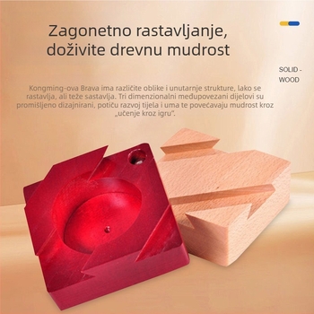 Drveni Kongming/Luban Lock puzzle kutija – Broadcom; Materijal: Drvo; Funkcija: Puzzle; Kategorija proizvoda: Kongming Lock/Luban Lock; Prilagodba: Da