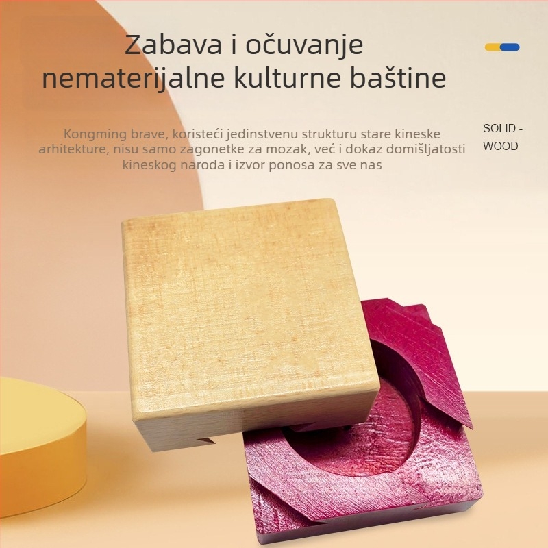 Drveni Kongming/Luban Lock puzzle kutija – Broadcom; Materijal: Drvo; Funkcija: Puzzle; Kategorija proizvoda: Kongming Lock/Luban Lock; Prilagodba: Da