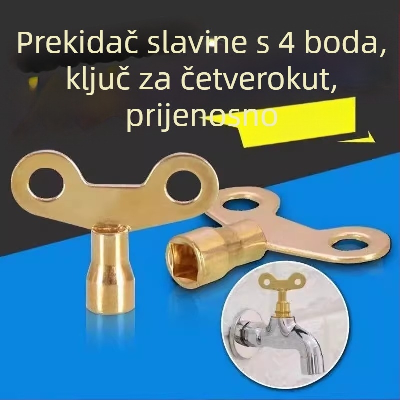 Kvadratični ključ za slavinu, cijeli od bakra, Juntao Bathroom, moderan minimalistički stil, model 6666