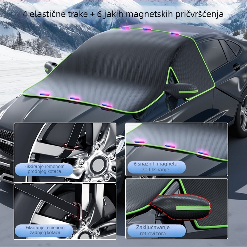 Pokrov prednjeg vjetrobranskog stakla automobila – denim, prošireni stil, kod WJ0085, pričvršćivanje remenom, univerzalno