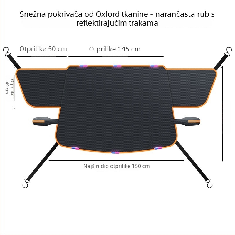 Pokrov prednjeg vjetrobranskog stakla automobila – denim, prošireni stil, kod WJ0085, pričvršćivanje remenom, univerzalno