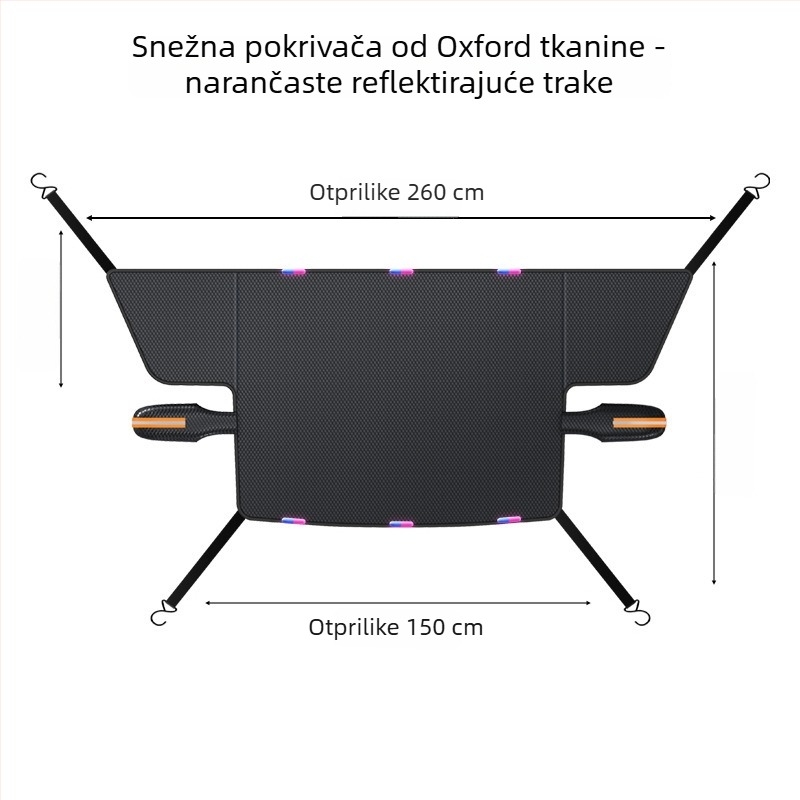 Pokrov prednjeg vjetrobranskog stakla automobila – denim, prošireni stil, kod WJ0085, pričvršćivanje remenom, univerzalno