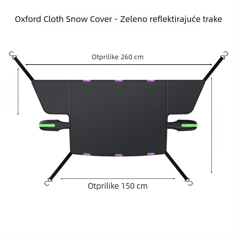 Pokrov prednjeg vjetrobranskog stakla automobila – denim, prošireni stil, kod WJ0085, pričvršćivanje remenom, univerzalno