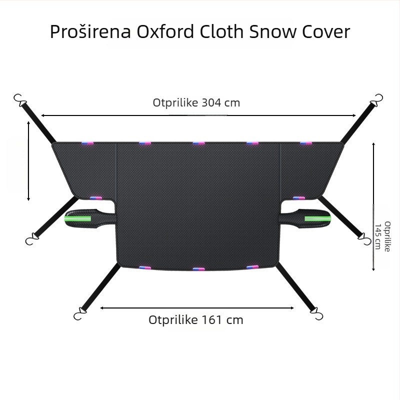 Pokrov prednjeg vjetrobranskog stakla automobila – denim, prošireni stil, kod WJ0085, pričvršćivanje remenom, univerzalno