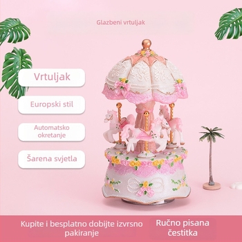 Karuselna glazbena kutija – mali dekorativni ukras, poklon za djecu za rođendan ili Valentinovo