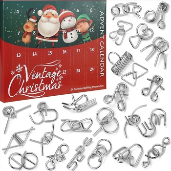 Metalni puzzle Devet prstena, 24 dijela, za djecu 7–14 godina, božićni advent kalendar igračka