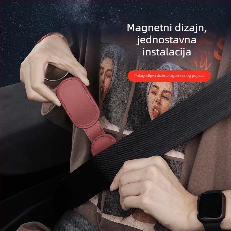 Držač sigurnosnog pojasa od Nappa kože, magnetskim klipom i otiskom logotipa