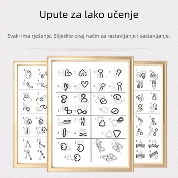 Kongming Lock/Luban Lock puzzle set, metal, ZLJK24, pakiranje mrežnom vrećicom, za dob 7–14 godina.