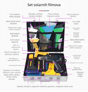 7MO Set alata za foliju automobila s toplinskom pištolom, scraperom i PPF instalacijskim kompletom