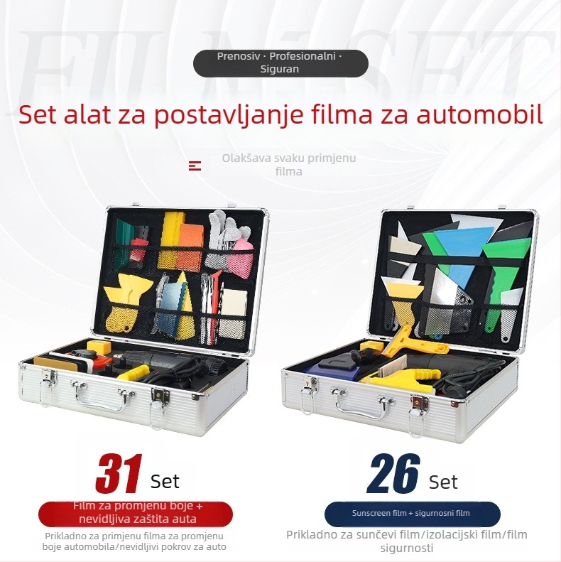 7MO Set alata za foliju automobila s toplinskom pištolom, scraperom i PPF instalacijskim kompletom
