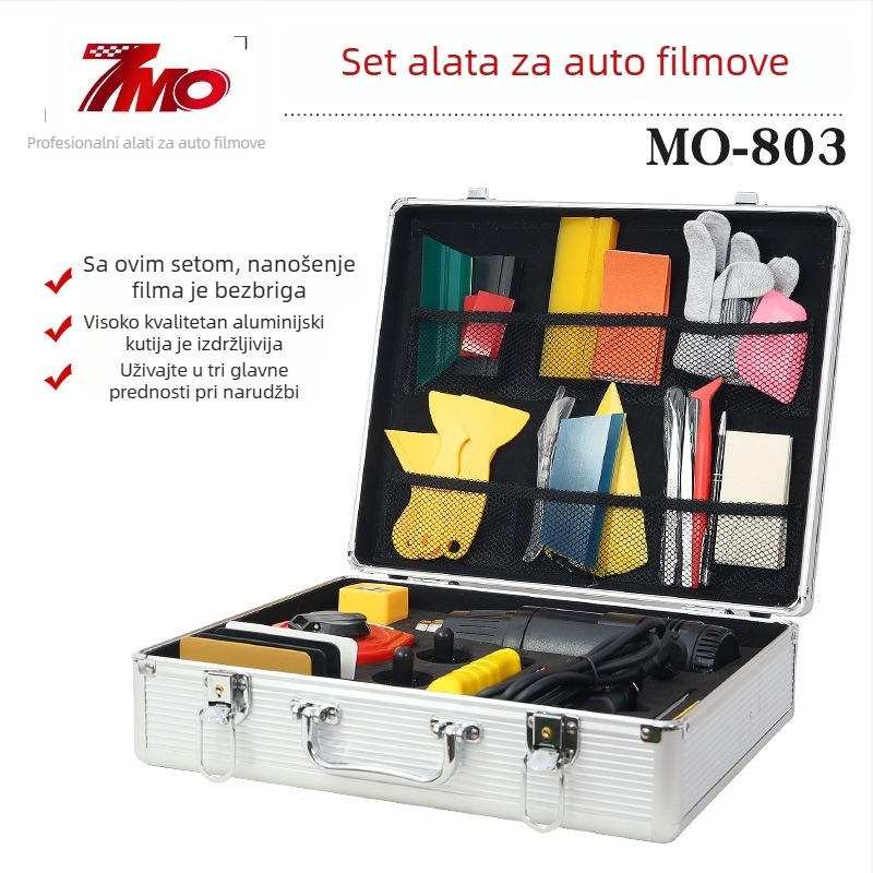 7MO Set alata za foliju automobila s toplinskom pištolom, scraperom i PPF instalacijskim kompletom