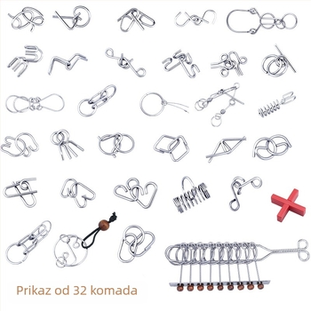 Puzzle s devet prstenova, željezna konstrukcija, set od 32 dijela, mogućnost prilagođavanja loga, pogodno za uzrast 7–14 godina