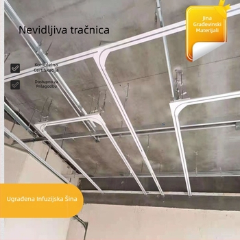 Bolnički skriveni infuzijski vod s ugrađenom integriranom šinom – aluminijska legura, model JN-49mm, marka Jinna, moderan minimalistički stil, površinska obrada: lakirano