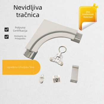 Bolnički skriveni infuzijski vod s ugrađenom integriranom šinom – aluminijska legura, model JN-49mm, marka Jinna, moderan minimalistički stil, površinska obrada: lakirano