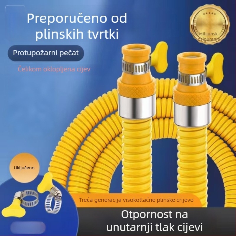 gasovod od nehrđajućeg čelika s oklopnim gofriranim oplemenjenim slojem, otporan na eksplozije, srednjeg–visokog tlaka, za prirodni plin
