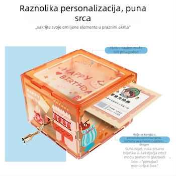 Akrilna glazbena kutija – prilagodljiva, ručno okretna DIY dekoracija za poklon s otiskom logotipa