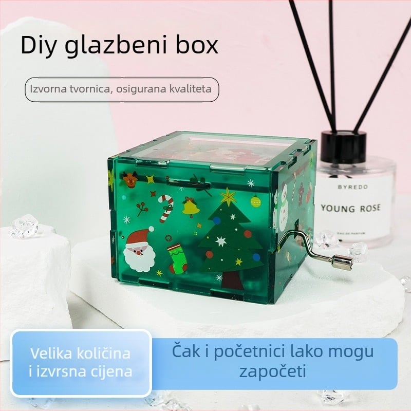 Akrilna glazbena kutija – prilagodljiva, ručno okretna DIY dekoracija za poklon s otiskom logotipa