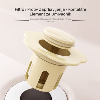 Odvodni čep za umivaonik – keramika, model Bounce core drainer, tlačni tip, s provjernim ventilom, moderni minimalistički stil