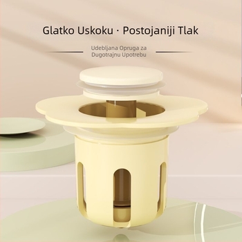 Odvodni čep za umivaonik – keramika, model Bounce core drainer, tlačni tip, s provjernim ventilom, moderni minimalistički stil