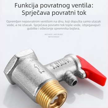 Ventil za grijanje vode – bakreno tijelo, jednostrani provjerni ventil, regulator tlaka, solarni sigurnosni ventil