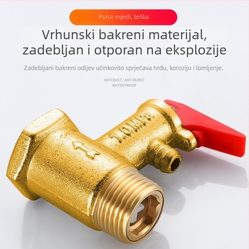 Ventil za grijanje vode – bakreno tijelo, jednostrani provjerni ventil, regulator tlaka, solarni sigurnosni ventil