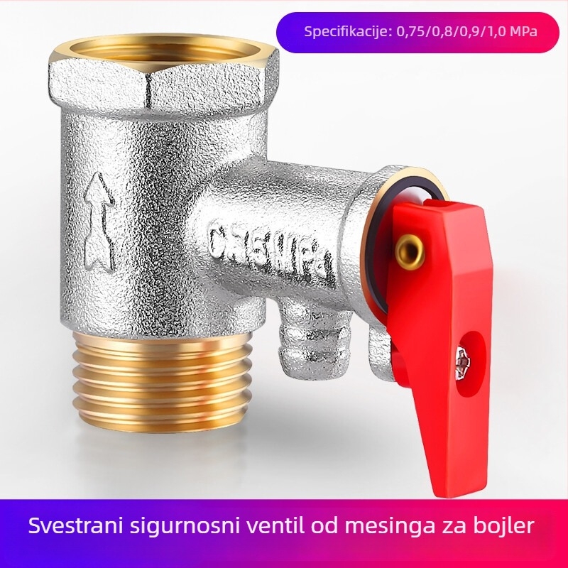 Ventil za grijanje vode – bakreno tijelo, jednostrani provjerni ventil, regulator tlaka, solarni sigurnosni ventil