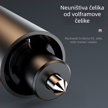 Tedma Autosigurnosni čekić 3-u-1: razbijač stakla, tablica za parkiranje i kopča sigurnosnog pojasa – cinkova legura, metal + plastika, prilagodljiv