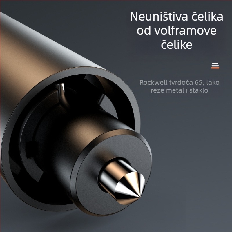 Tedma Autosigurnosni čekić 3-u-1: razbijač stakla, tablica za parkiranje i kopča sigurnosnog pojasa – cinkova legura, metal + plastika, prilagodljiv