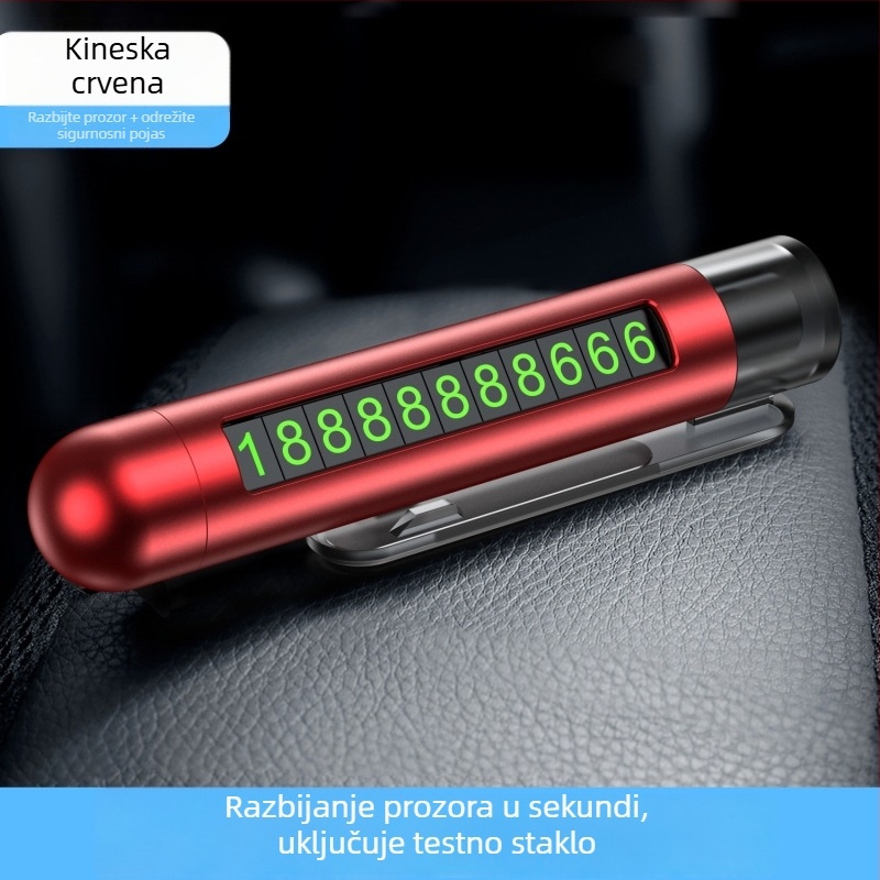 Tedma Autosigurnosni čekić 3-u-1: razbijač stakla, tablica za parkiranje i kopča sigurnosnog pojasa – cinkova legura, metal + plastika, prilagodljiv