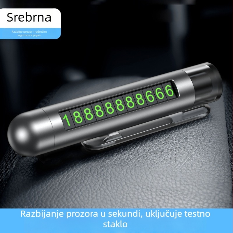 Tedma Autosigurnosni čekić 3-u-1: razbijač stakla, tablica za parkiranje i kopča sigurnosnog pojasa – cinkova legura, metal + plastika, prilagodljiv