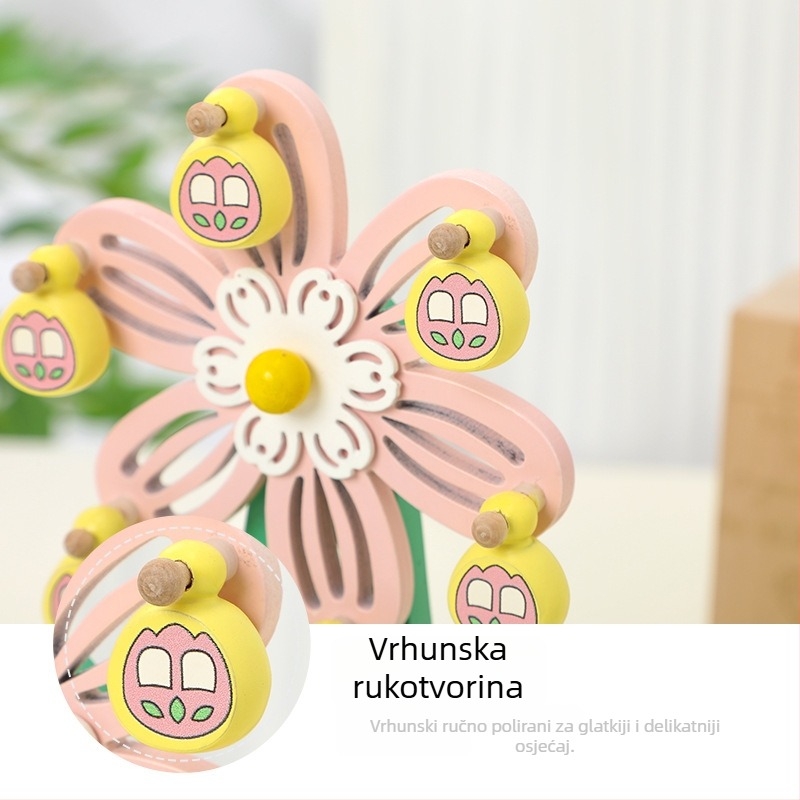Drvena glazbena kutija s karuselom – bukovo drvo, ručna izrada, bojena, gravirana, jednostavan i moderan stil