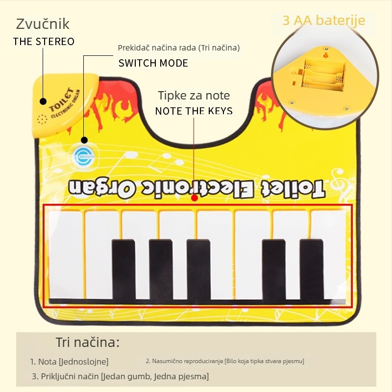 Elektronički klavijaturni prostir za djecu - tkanina, 3 načina, interaktivna igra, razvoj sluha, roditelj-dijete komunikacija