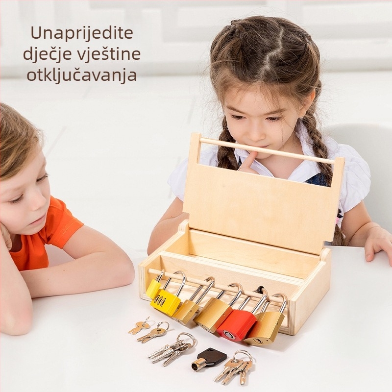Drvena igračka za otključavanje zámka — trening koordinacije ruka-oco, za djecu 4–6 godina, mogućnost prilagođavanja