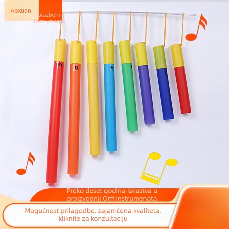 Orffov udarni instrument s osam tonova zvučnih cijevi za djecu, plastična edukativna igračka za uzrast 7-14 godina